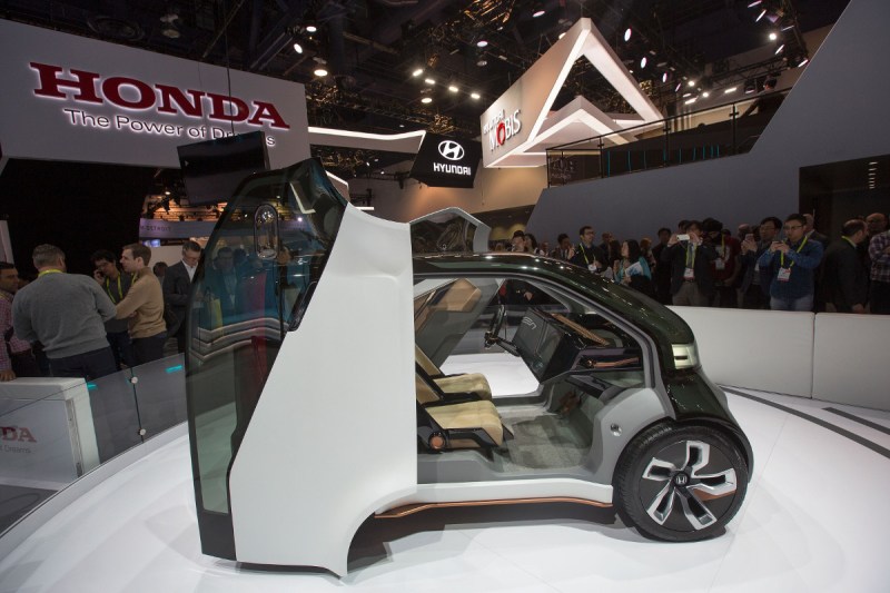 The new Honda NeuV concept vehicle is displayed during CES (David McNew/AFP/Getty Images)