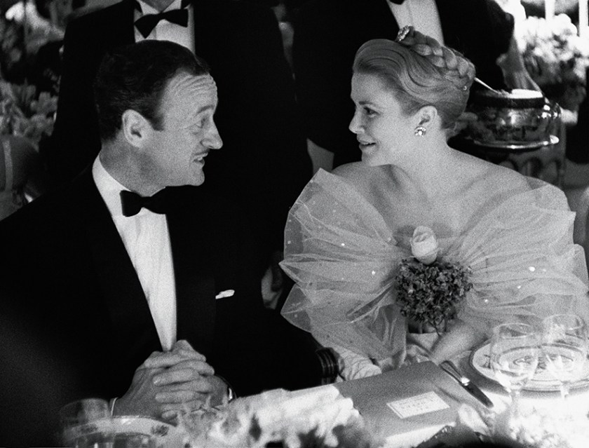 Grace Kelly, photographed here in 1959, with her friend David Niven in Monte Carlo for a gala. (Riviera Cocktail, Edward Quinn - Côte d'Azur Jet Set of the 1950s, Small Format Edition, to be published by teNeues)