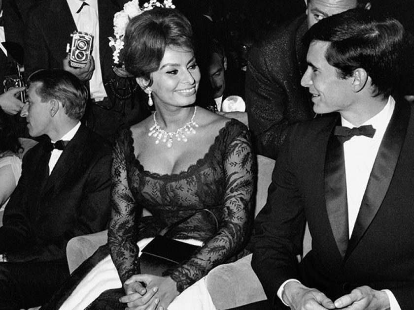 Sophia Loren and Anthony Perkins at a Gala Evening for the Cannes Film Festival in l96l. (Riviera Cocktail, Edward Quinn - Côte d'Azur Jet Set of the 1950s, Small Format Edition, to be published by teNeues)