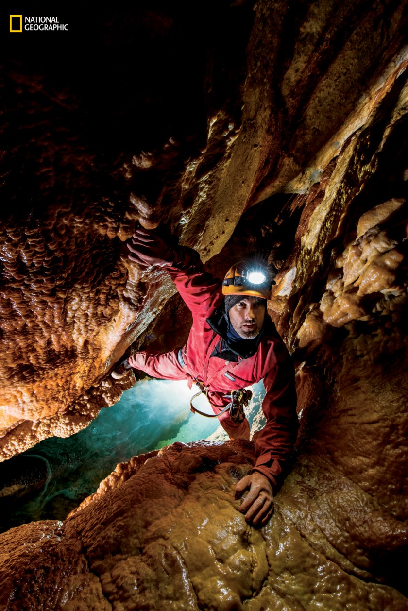 Perched on slippery rock, Synnott knows that falling into icy water isn’t an option. Here, wet clothes won’t dry. Hypothermia, a broken ankle, or getting lost are just a few of the risks that loom in Dark Star. (Robbie Shone/National Geographic)