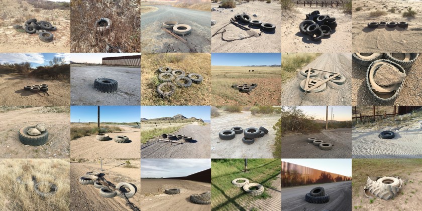 Tire drags used along the border from the Pacific Ocean to the Gulf of Mexico, photographed between 2013-15. (Richard Misrach, Courtesy Fraenkel Gallery, Pace/MacGill Gallery, and Marc Selwyn Fine Art)