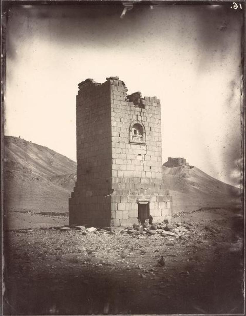 Tower tomb of Elahbel, Albumen print by Louis Vignes in 1864. . (The Getty Research Institute)