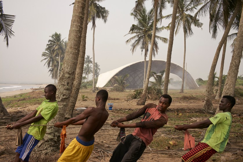 The stage for Haduwa Arts & Culture Institute, Ghana, designed by [a]FA [applied] foreign affairs (Julien Lanoo)