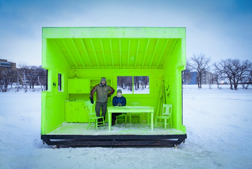 Hygge House Warming Hut designed by Plain Projects, Pike Projects, Urbanink in Winnipeg, Canada (Paul Turang)