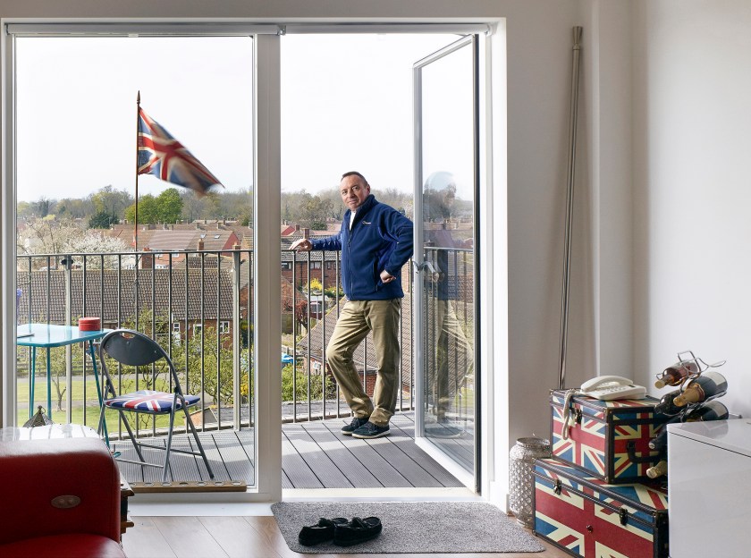 Interior, designed by Bell Phollips Architects, and Portrait of Derry Rd Resident on Queen's Birthday. (Kilian O’Sullivan) 