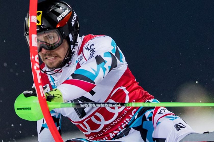 Marcel Hirscher performs at the FIS Alpine Skiing World Cup in Schladming, Austria on January 24, 2017. (Erich Spiess/ASP/Red Bull Content Pool)