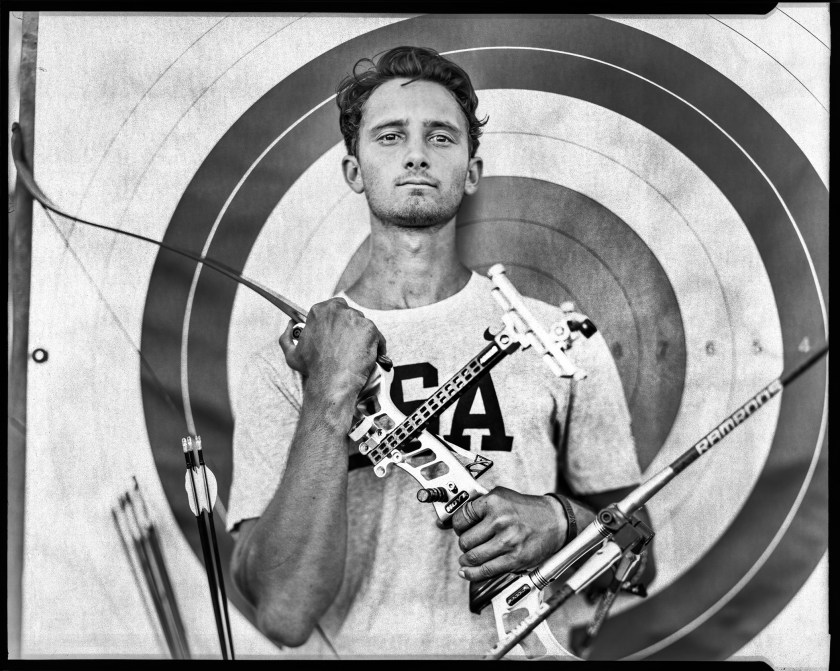 People - Third Prize, Stories: Zach Garrett will be part of the U.S.A. Archery team, at the 2016 Rio Olympics and is photographed at the Olympic Training Center in Chula Vista, CA on June 22, 2016. This is Garrett's first Olympics. A series of portraits of Olympic athletes from California headed to the 2016 Olympics in Rio de Janeiro, Brazil. The USA took more than 550 athletes to compete in 20 sports of the Summer Games. (Jay L. Clendenin/Los Angeles Times)