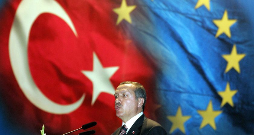 ISTANBUL, Turkey: Turkish Prime Minister Recep Tayyip Erdogan delivers a speech in Istanbul on 12 October 2005 during the visit of German Chancellor Gerhard Schroeder. Their talks were expected to focus on bilateral issues but also on the start of Turkey's membership negotiations with the European Union. AFP PHOTO DDP/MARCUS BRANDT (Photo credit should read MARCUS BRANDT/AFP/Getty Images)