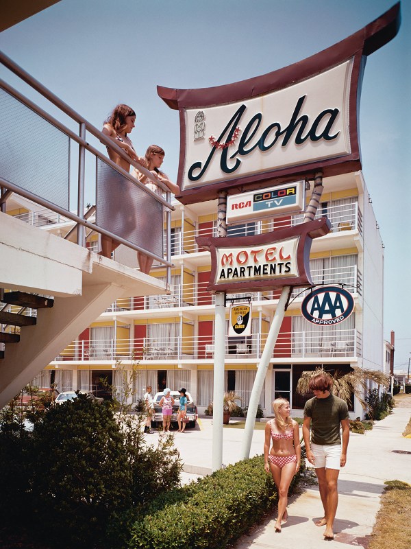 The Aloha Motel on the Atlantic coast, North Wildwood, New Jersey, 1960s (Photo by Eric Bard/Corbis via Getty Images)