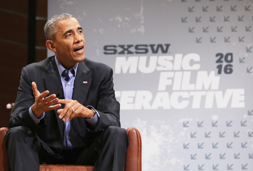 President of the United States Barack Obama speaks during the 2016 SXSW Music, Film + Interactive Festival at Long Center on March 11, 2016 in Austin, Texas. (Neilson Barnard/Getty Images for SXSW)