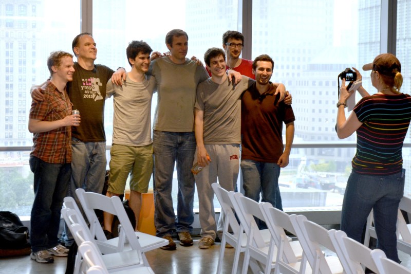 Employees of the hedge fund Bridgewater Associates Inc., gather for a group portrait (Amanda Gordon/Bloomberg)