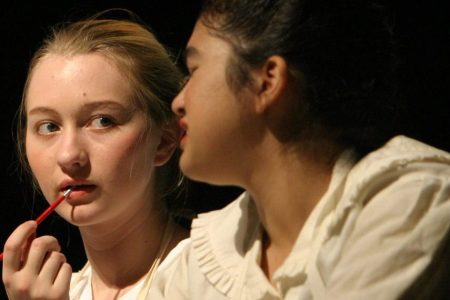 Radium watch dial painters, Meaghan Hudson as Grace Fryer (lft) and Nerissa White as Irene, in the Wakefield High School production of 'Radium Girls' (Larry Morris/The Washington Post/Getty Images)