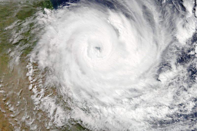 Severe Tropical Cyclone Debbie about to make landfall over Queensland at peak intensity early on 28 March 2017. (NASA)