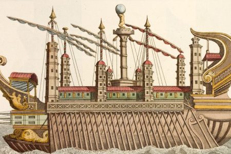 An 18th-century print of a royal barge as used by L. Nemi or Caligula. (Photo by Michael Nicholson/Corbis via Getty Images)