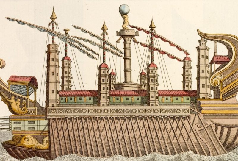 An 18th-century print of a royal barge as used by L. Nemi or Caligula. (Photo by Michael Nicholson/Corbis via Getty Images)