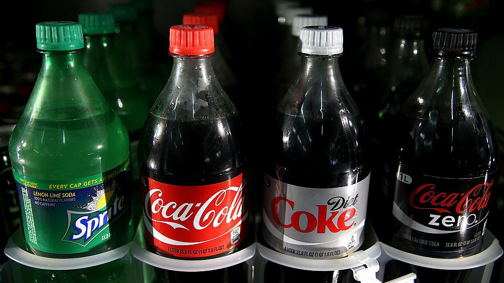 Coca Cola products are displayed in a cooler at Marina Supermarket on July 22, 2014 in San Francisco, California. (Justin Sullivan/Getty Images)