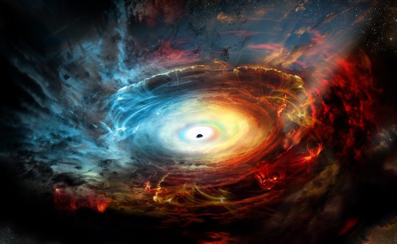 The supermassive black hole at the center of our galaxy is hidden behind dense clouds of dust and gas. With the combined power of a worldwide network of radio telescopes, astronomers hope to peer into the heart of our galaxy and image -- for the first time -- the very edges of a black hole. When this network observes radio waves of one millimeter wavelengths, its magnifying power is high enough to see details at the black hole boundary. (NRAO/AUI/NSF)