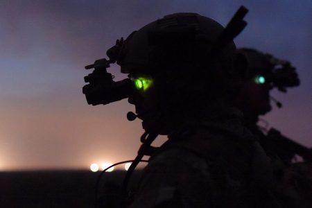 U.S. Soldiers assigned to the 7th Special Forces Group conduct urban warfare training during Emerald Warrior 17 at Hurlburt Field, Fla., March 7, 2017. Emerald Warrior is a U.S. Special Operations Command exercise during which joint special operations forces train to respond to various threats across the spectrum of conflict. (U.S. Air Force photo by Tech. Sgt. Barry Loo)