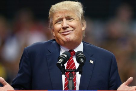 Republican presidential candidate Donald Trump during a campaign rally at the American Airlines Center (Tom Pennington/Getty Images)