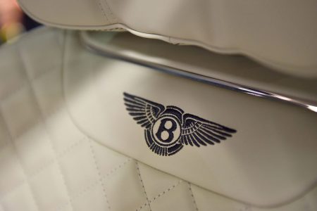  A logo on the interior of a Bentley Bentayga on display at the London Motor Show. (John Keeble/Getty Images)