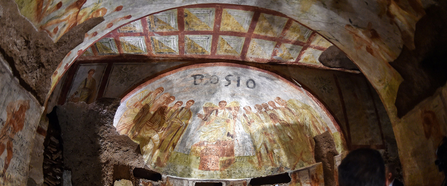 Restored fresco in Santa Domitilla