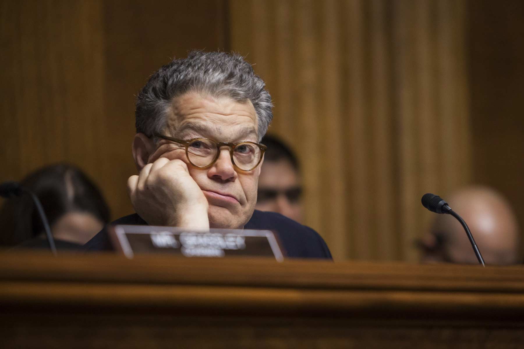 Senator Al Franken during a Senate Judiciary Committee hearing on Going Dark and data encryption in Washington, USA on July 8, 2015. (Samuel Corum/Anadolu Agency/Getty Images)