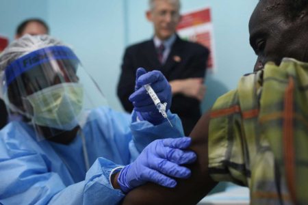 Patient being treated as part of clinical trail by the U.S. National Institutes of Health (NIH), and the Liberian Ministry of Health. New findings could lead to a vaccine against all five types of the Ebola virus. (Getty Images)