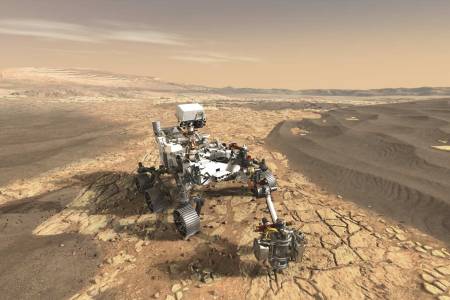 This artist's concept depicts NASA's Mars 2020 rover on the surface of Mars. (NASA)