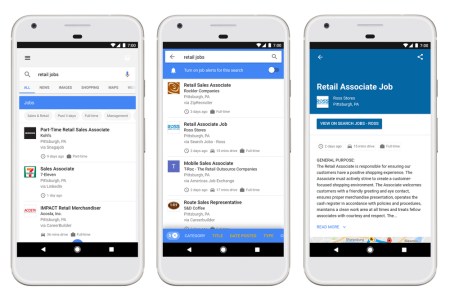 Job listings are now included in Google search results. (Google)