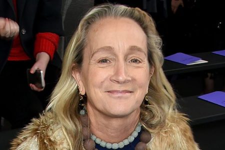 Lucinda Chambers, fashion editor at Vogue for 25 years, attends the Mulberry Winter '17 LFW show at The Old Billingsgate on February 19, 2017 in London, England.