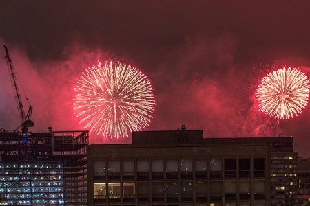 A view of New York City's 40th annual Macy's 4th of July fireworks on July 4, 2016 in New York City.