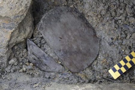 Archaeologists found this Bronze Age wooden box in the Swiss Alps. (Credit: Archaeological Service of the Canton of Bern)