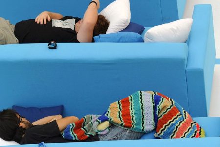 People sleep as they take part in the first Siesta (Nap) Championship on October 21, 2010 in a suburban shopping centre of Madrid.