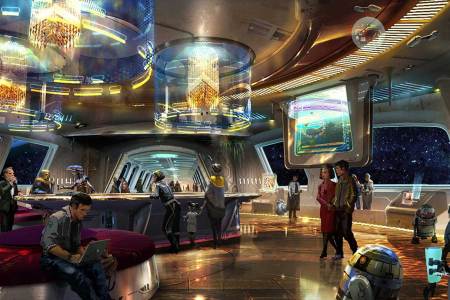 Designs show the Star Wars-inspired resort will resemble a spaceship (Disney/Lucasfilm)