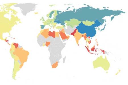 A map of the each country's activity level, or lack thereof. (Althoff, et. al.)