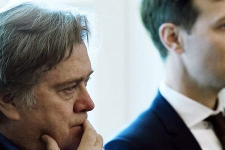 Jared Kushner (R) and Steve Bannon