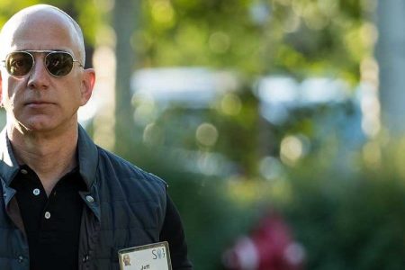  Jeff Bezos, chief executive officer of Amazon, arrives for the third day of the annual Allen & Company Sun Valley Conference, July 13, 2017 in Sun Valley, Idaho. Every July, some of the world's most wealthy and powerful businesspeople from the media, finance, technology and political spheres converge at the Sun Valley Resort for the exclusive weeklong conference. (Drew Angerer/Getty Images)