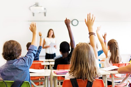 School kids in classroom