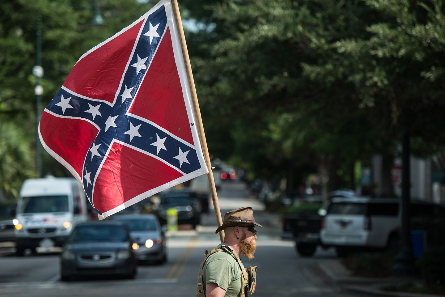 A Confederate flag supporter