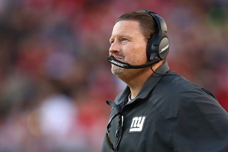 SANTA CLARA, CA - NOVEMBER 12:  Head coach Ben McAdoo of the New York Giants looks on against the San Francisco 49ers during their NFL game at Levi's Stadium on November 12, 2017 in Santa Clara, California.  (Photo by Ezra Shaw/Getty Images)