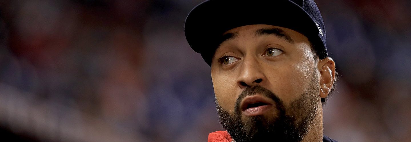 Matt Kemp #27 of the Atlanta Braves looks on during a game against the Miami Marlins.  (Photo by Mike Ehrmann/Getty Images)