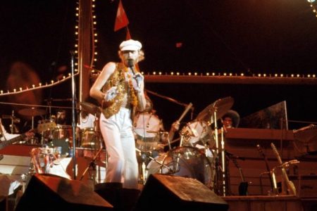 Beach Boys in concert: L-R: Al Jardine, Mike Love, Carl Wilson  (Photo by Richard E. Aaron/Redferns)