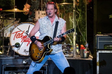 Ted Nugent performs in support of the Rockin America Again! Tour at Michigan Lottery Amphitheatre on August 25, 2017 in Sterling Heights, Michigan.  (Scott Legato/Getty Images)