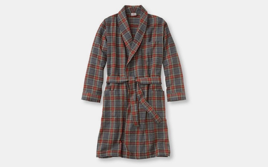 LL Bean Scotch Plaid Flannel Robe