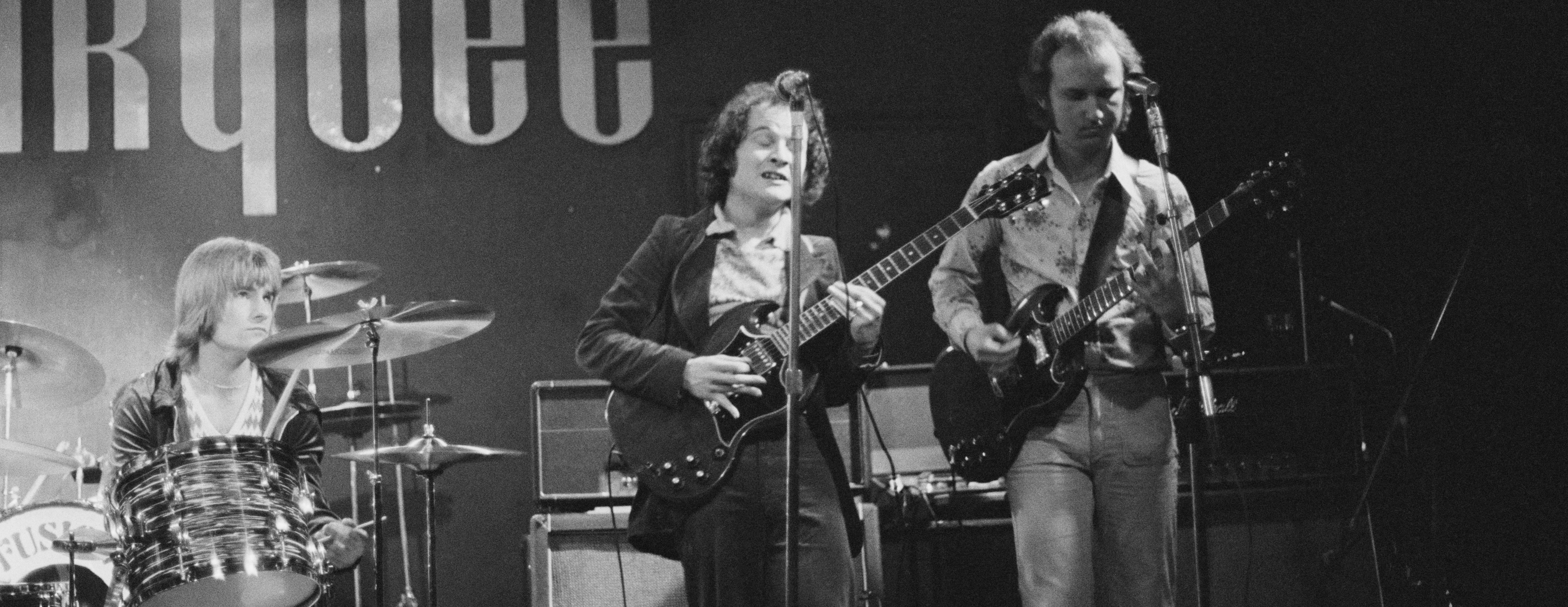 The Jeremy Spencer Band performon stage at the Marquee Club, London, 1978. Jeremy Spencer was in the original line up of Fleetwood Mac from 1967 - 1971. (Photo by Erica Echenberg/Redferns)