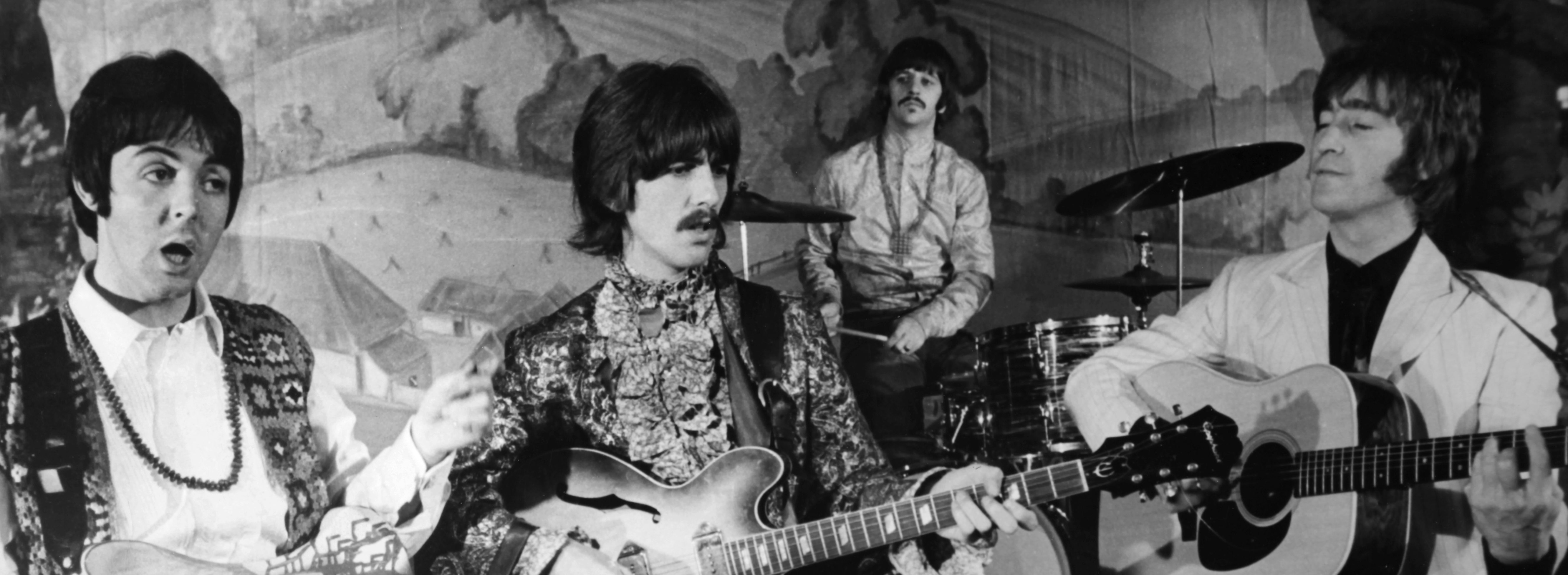 The Beatles singing their hit 'Hello Goodbye' during a TV show on the stage of the Saville Theatre in 1968 in London, United Kingdom. (Photo by Keystone-France/Gamma-Rapho via Getty Images)