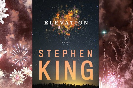 The cover of Stephen King's latest book in front of fireworks, an integral component to the book's plot. Photo illustration by RCL. (Getty)