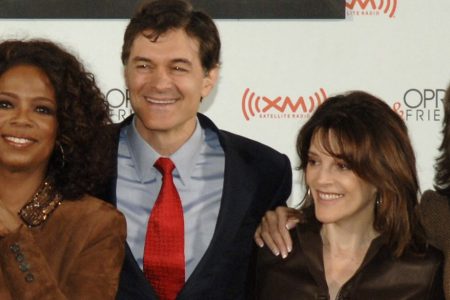 From l., Oprah Winfrey, Dr. Mehmet Oz, Marianne Williamson, and Dr. Robin Smith. (Photo by Larry Busacca/WireImage for XM Satellite Radio)