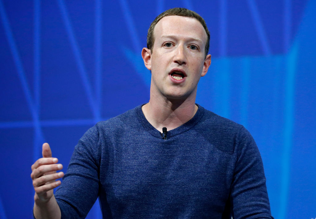 PARIS, FRANCE - MAY 24:  Facebook's founder and CEO Mark Zuckerberg speaks to participants during the Viva Technologie show at Parc des Expositions Porte de Versailles on May 24, 2018 in Paris, France.  Viva Technology, the new international event brings together 5,000 startups with top investors, companies to grow businesses and all players in the digital transformation who shape the future of the internet.  (Photo by Chesnot/Getty Images)