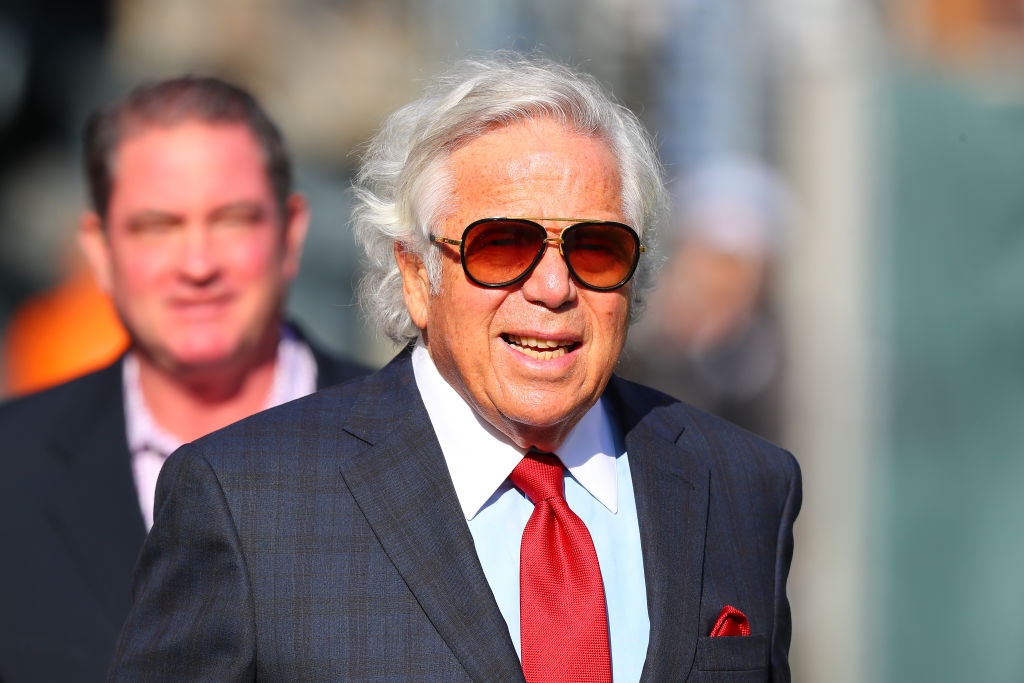 EAST RUTHERFORD, NJ - NOVEMBER 25:  New England Patriots Owner Robert Kraft prior to the National Football League game between the New England Patriots and the New York Jets on November 25, 2018 at MetLife Stadium in East Rutherford, NJ.   (Photo by Rich Graessle/Icon Sportswire via Getty Images)